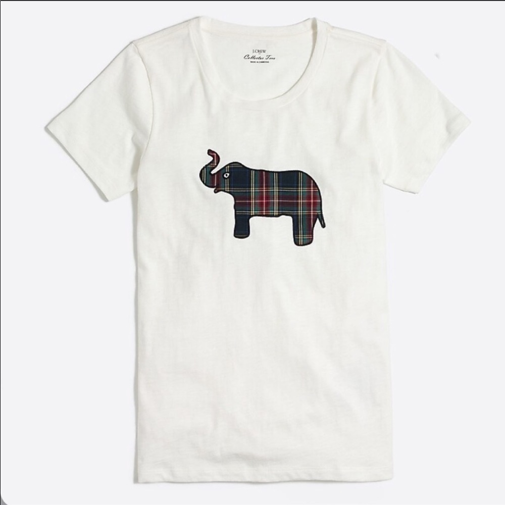 J Crew plaid elephant tee